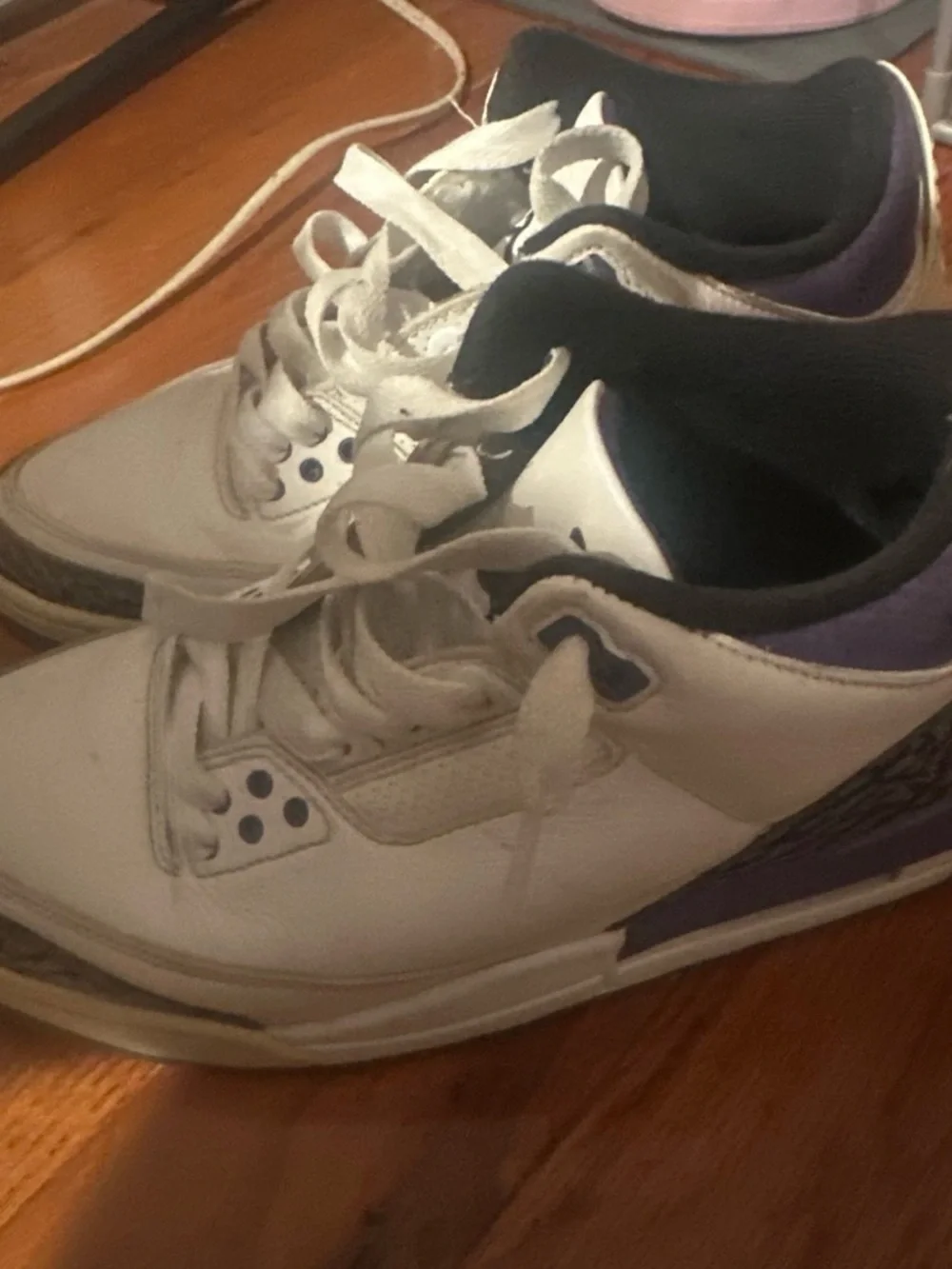 Jordan White and Navy Retro Basketball Sneakers